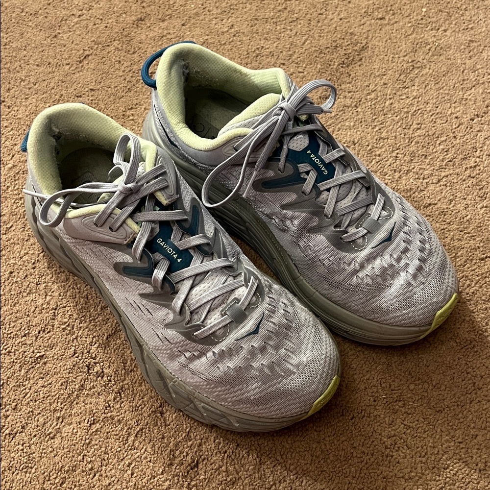 Hoka One Mens Shoes 8.5 Gray Green Running Walking Gaviota 4 Workout Everyday